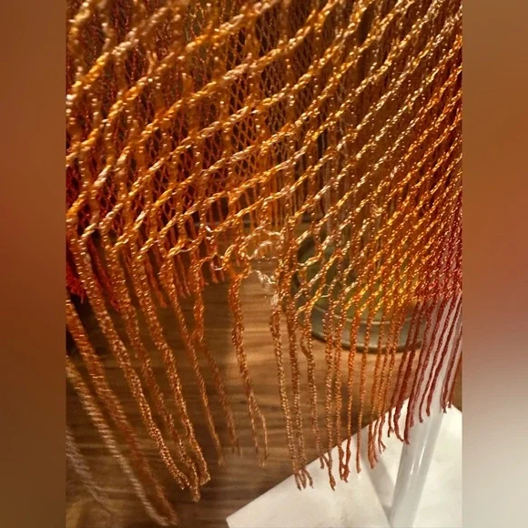 Boho Sunset Ombre Mesh Maxi Kimono Cover-Up Fringe Festival Beach Party O/S - Picture 9 of 11